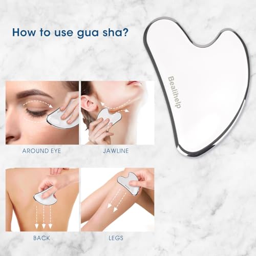 Bealihelp Face Roller and Gua Sha, Stainless Steel Facial Roller and Guasha Tool for Face, Skin Care Roller for Wrinkles and Lifting, Improve Puffiness, Metal Face Massager for Eyes, Neck Tighten