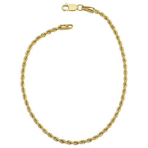 Kooljewelry Womens Rope Chain - 14k Gold Filled Rope Chain Bracelet