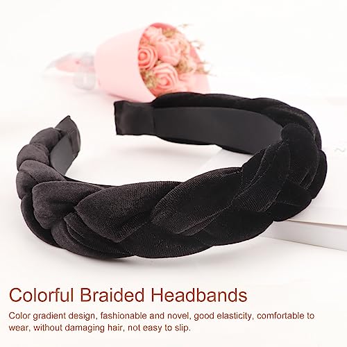 DRESHOW Braided Headbands for Women Velvet Hair Hoop Elastic Criss Cross Hair Bands Accessories