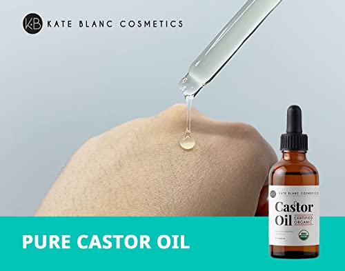 Kate Blanc Cosmetics Castor Oil Organic for Hair, Lashes, Face, Skin (2oz)