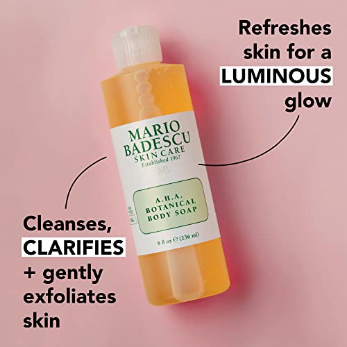 Mario Badescu AHA Botanical Body Wash Moisturizing, Clarifying and Gentle Exfoliating Body Wash for Brighter, Softer and Smoother Skin | Soap Infused with Glycolic Acid & Fruit Enzymes | 16 Fl Oz