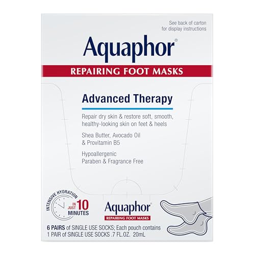 Aquaphor Advanced Therapy Repairing Foot Masks, 6 Masks x 0.7 FL OZ