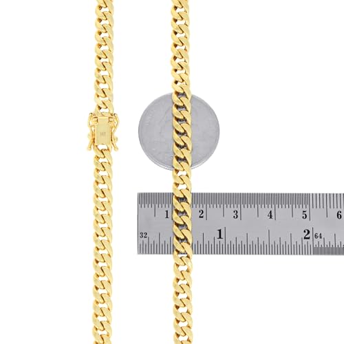 Nuragold 14k Real Yellow Gold Miami Cuban Lightweight Link 5.7mm Chain Necklace (16"-30") Italian Jewelry for Men & Women - 26"