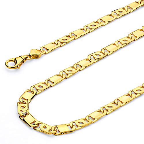 14k REAL Yellow Gold Solid Men's 8mm Handmade Chain Bracelet with Lobster Claw Clasp - 8.5"