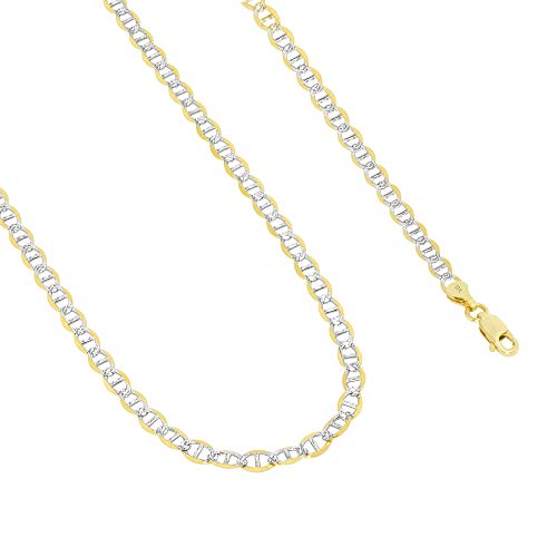 Nuragold 10k Real Yellow Gold Mariner 4mm Chain Anchor Link Pave Bracelet - 8"