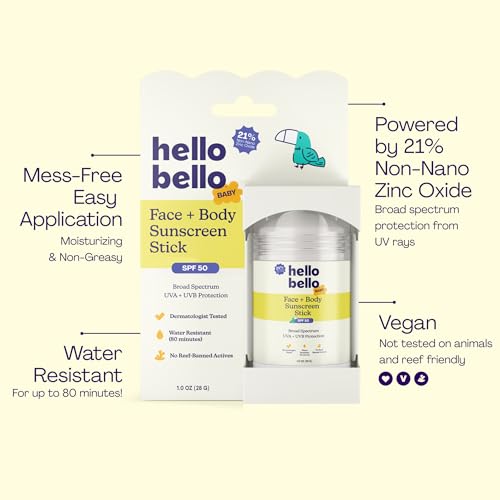 Hello Bello Baby Sunscreen, SPF50 Broad-Spectrum Mineral Sun Stick, 1oz