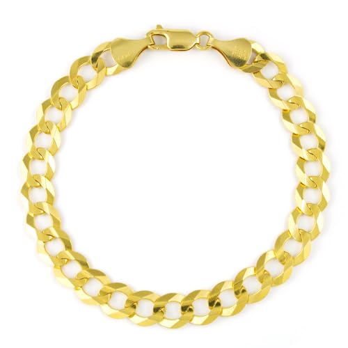 Nuragold 14k Real Yellow Gold Cuban Curb Solid Link Chain Mens Bracelet 8mm - 7.5"