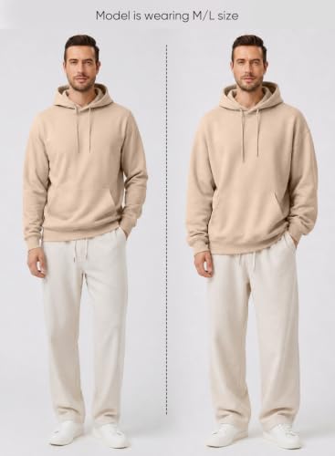 JMIERR Mens Cotton Fashion Hoodies & Sweatshirts Drawstring Long Sleeve Front Collar Hooded Pullovers with Pockets for Men Loose Fit Casual Winter Fall Shirt Tops Sweater, X-Large, Khaki