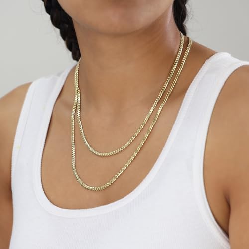 Nuragold 14k Real Yellow Gold Miami Cuban Link 4mm Solid Chain Necklace - 28"