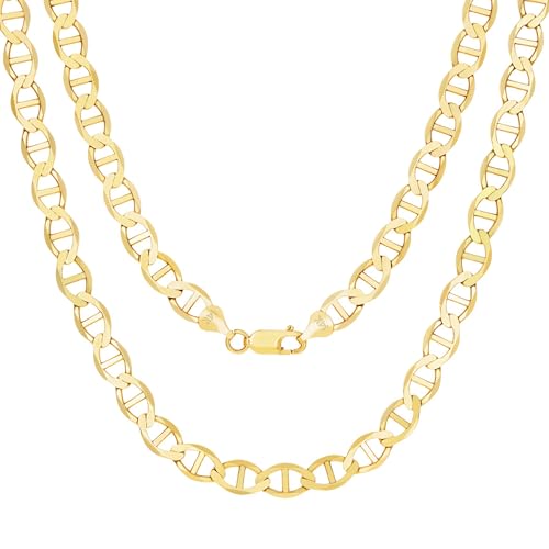 Nuragold 14K Real Yellow Gold 6mm Mariner Chain Solid Anchor Mens Necklace - 20"
