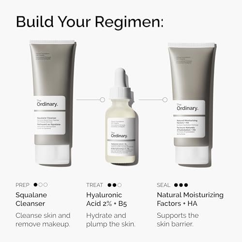 The Ordinary Hyaluronic Acid 2% + B5 (with Ceramides), Multi-Depth Hydration Serum for Plumper, Smoother Skin, 1 Fl Oz