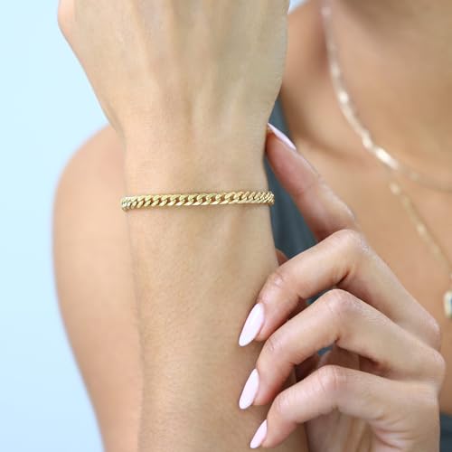Nuragold 14k Real Yellow Gold Miami Cuban Link 4.5mm Chain Italian Bracelet - 8.5"