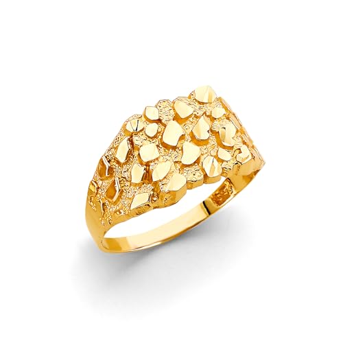 14k Yellow Gold Nugget Men's Ring - Size 11