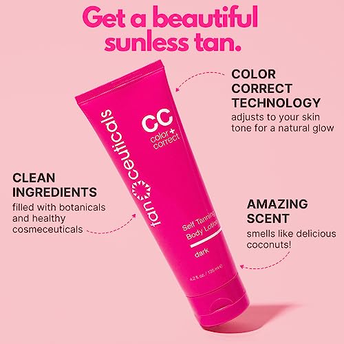 Tanceuticals Self Tanner - Dark Self Tanning Lotion for Body - Gives Natural Looking & Long Lasting Sunless Tan – Quick Fake Tan, Bronze Glow - Fresh Coconut Scent & Healthy Ingredients (Dark)