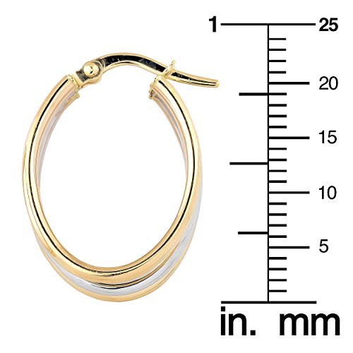 10k Two-tone Gold Triple Oval Hoop Earrings
