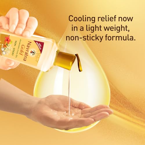 Navratna Gold Ayurvedic Hair Oil | with 24K Gold & 9 Ayurvedic Herbs | Lightweight, Non-Greasy & Fast-Absorbing | Relaxing Head Massage Oil | Deeply Nourishes Hair | 16.91 Fl Oz (500ml)
