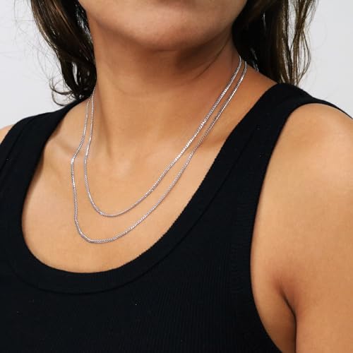 Nuragold 10k Real White Gold Cuban Curb Solid Link Chain Necklace - 2mm - 22"