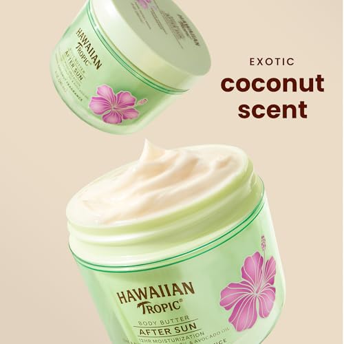 Hawaiian Tropic After Sun Body Butter with Coconut Oil, Beach Essentials, Tan Extender Lotion, 8oz each, Twin Pack (Pack of 2)