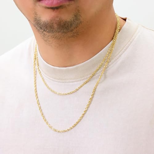 Nuragold 14k Real Yellow Gold 3mm Rope Chain Lightweight Necklace (16"-30") - 20"