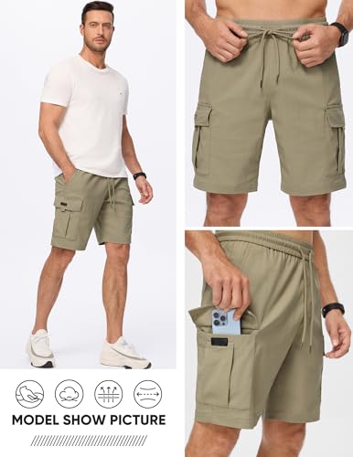 JMIERR Mens Classic Khaki Cargo Shorts Classic Loose Fit Big & Tall Summer Work Short with 5 Pockets, 3XL