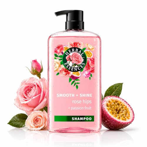 Herbal Essences Shampoo, Rose Hips + Passionfruit - Smooth Collection, Shiny Hair with Vitamin E & Jojoba, Safe for Color Treated Hair, Floral Scent, Cruelty-Free, Dermatologist-Tested, 29.2 Fl Oz