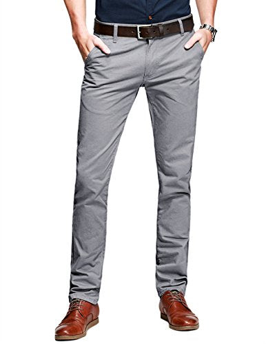 Match Mens Regular-Fit Casual Flat Front Chino Pants (34, 8118 Medium Gray)
