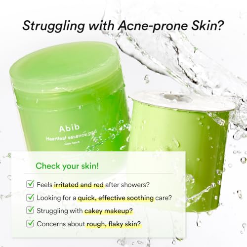 Abib Heartleaf Essence Pad Clear Touch 70 Pads 8.45 fl oz | Soothing Toner Pads for Acne-Prone Skin with Succinic Acid, Niacinamide, Gentle Exfoliation, Korean Skin Care (New/Refillable)
