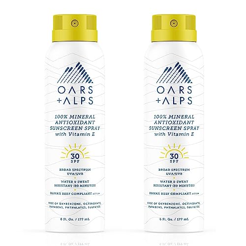 Oars + Alps SPF 30 Mineral Body Sunscreen Spray, Blends Well, 2pk, 6oz