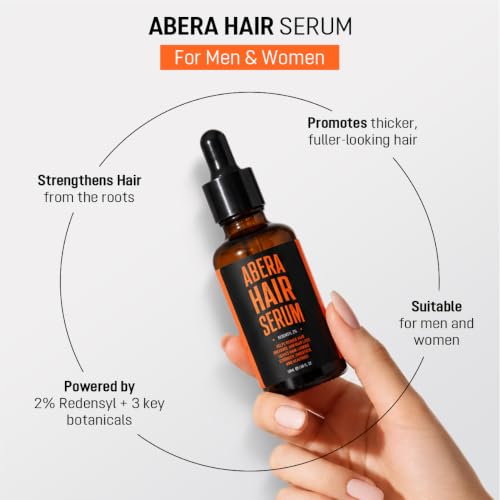 Abera Hair Serum with Redensyl 2%, Plant-Based Peptide Formula for Thinning, Fine, or Shedding Hair, Lab-Tested Botanical Actives, For Women & Men, 1.69 fl oz