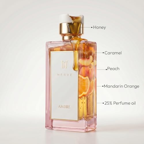 Merve Ambre Perfume for Women 3.4 Oz Long Lasting EDP Honey Caramel Peach