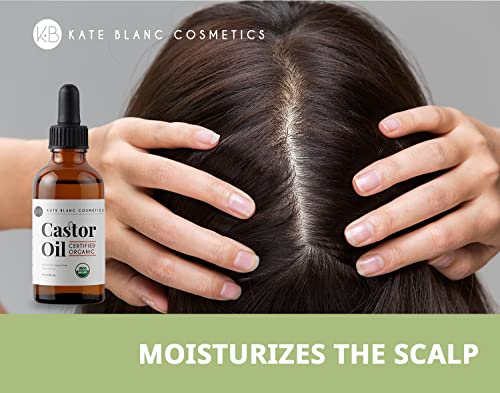 Kate Blanc Cosmetics Castor Oil Organic for Hair, Lashes, Face, Skin (2oz)