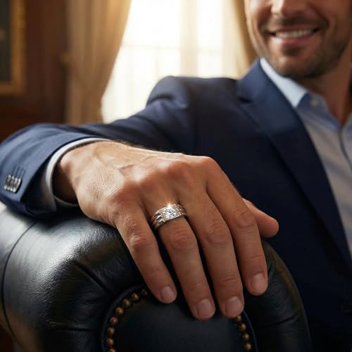 P3 POMPEII3 Pompeii Men's 1/2Ct Round Bezel Diamond Solitaire Ring 14k Gold or Platinum Lab Grown - Size 12 (E/F,VS1-VS2)