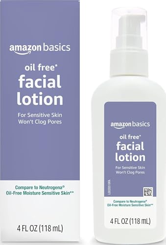 Amazon Basics Oil-free Facial Moisturizer for Sensitive Skin, Fragrance Free, Non-Comedogenic, 4 Fluid Ounce (Previously Solimo)