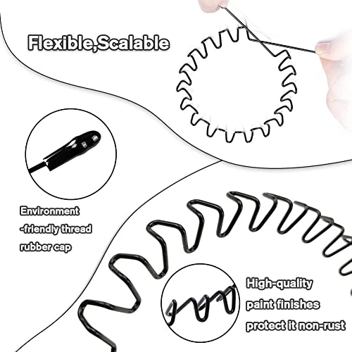 KELUBATU Mens Metal Headband, Classic Wave Hair Band Flexible Grip 6 Pcs