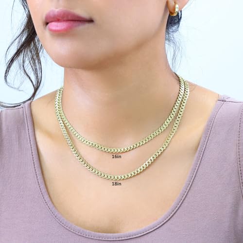 Nuragold 10k Real Yellow Gold Royal Monaco 5mm Miami Cuban Chain Necklace - 24"