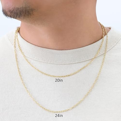 Nuragold 10k Real Yellow Gold 2mm Paperclip Chain Cable Dainty Necklace - 16"
