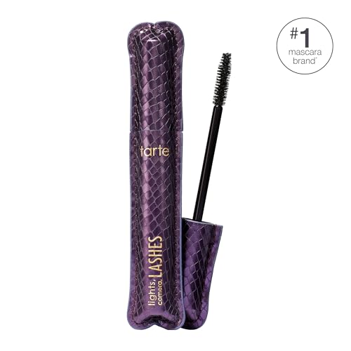 tarte lights, camera, lashes 4-in-1 mascara – Volume, Length, Curl & Conditioning for Fuller-Looking Lashes, Smudge-Proof, Flake-Free, Longwear, Vegan & Cruelty-Free, full size, black