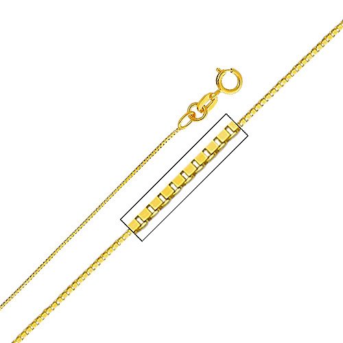 The World Jewelry Center 14k Real Yellow Gold Dice Pendant with 0.65mm Box Link Chain Necklace - 18"