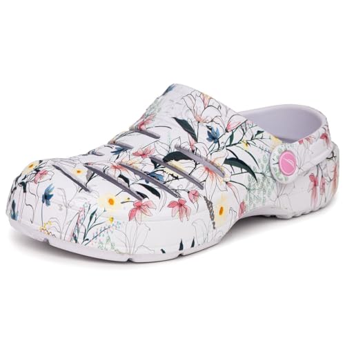 Nautica Women's Clogs - Athletic Sports Sandal - Water Shoes Slip-On With Adjustable Back Strap With Open Slits - Beach Sports Summer Shoe-River Edge-Lily Print-9