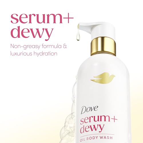 Dove Serum+Shower Oil Body Wash Dewy, Coconut & Geranium Oil, 15.3 fl oz