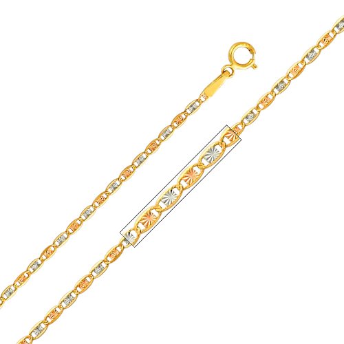 The World Jewelry Center 14k Real Tone Gold Religious Mary Guadlupe Pendant with 1.5mm Diamond Cut Chain Necklace - 16"