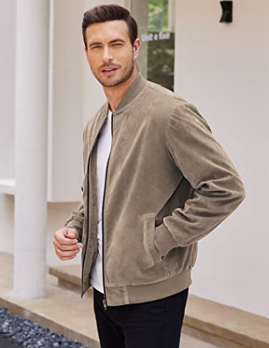 COOFANDY Men's Varsity Baseball Jacket Causal Slim Fit Suede Leather Bomber Jackets