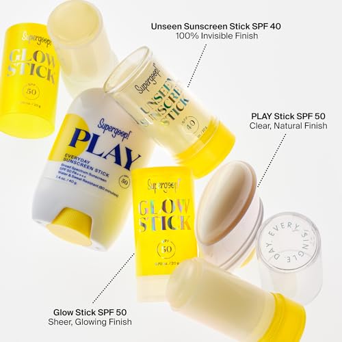 Supergoop! PLAY Everyday Sunscreen Stick SPF 50 - Lightweight, Non-Greasy Formula - Natural Finish - Fragrance Free - Water & Sweat Resistant - All Skin Types - 1.4 fl oz
