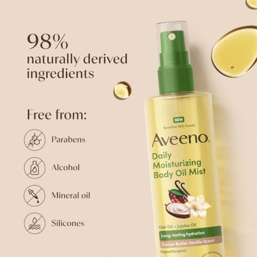 Aveeno Daily Moisturizing Body Oil Mist, Cocoa Butter Vanilla Scent, 6.7 fl. oz