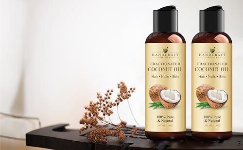 Handcraft Blends Fractionated Coconut Oil - 4 Fl Oz - 100% Pure and Natural - Premium Grade Carrier Oil for Skin and Hair - Hair and Body - Massage