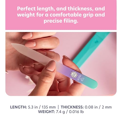 Bona Fide Beauty Czech Glass Nail File with Case in Pastel Green Violet
