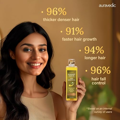 Auravedic Rosemary Oil for Hair Growth | Stronger, Fuller Hair | 3.38 Fl Oz