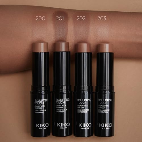 Kiko Milano Sculpting Touch Creamy Stick Contour – Blendable, Long-Lasting Cream Contour Stick for Face, Buildable Coverage, Easy Application – 202 Ebony – 10g