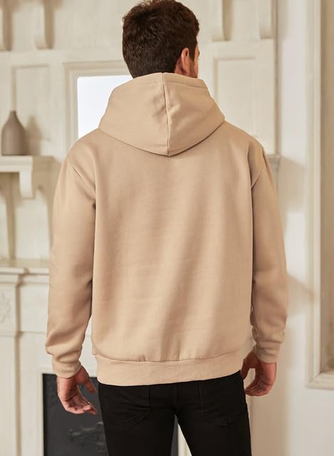 JMIERR Men's Sweatshirt Mens Fall Vintage Drawstring Hoodies Sweatshirts for Men Long Sleeve Hooded Pullover with Pockets Collar Fleece Casual Basic Simple Winter Shirts, US50(2XL), A Khaki
