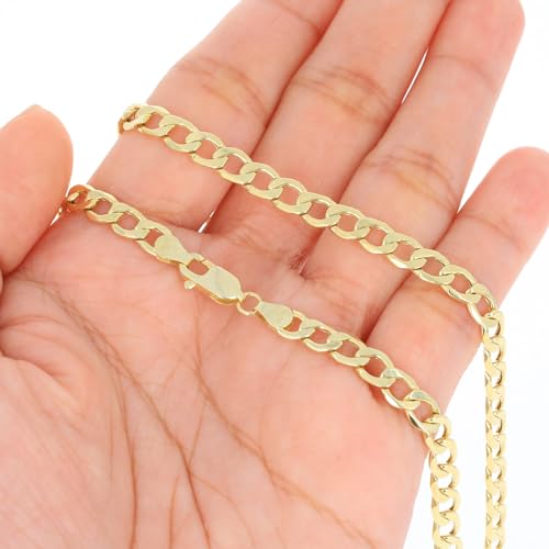 Nuragold 10k Real Yellow Gold Cuban Curb Link 5.5mm Chain Necklace, 16"-30" - 22"